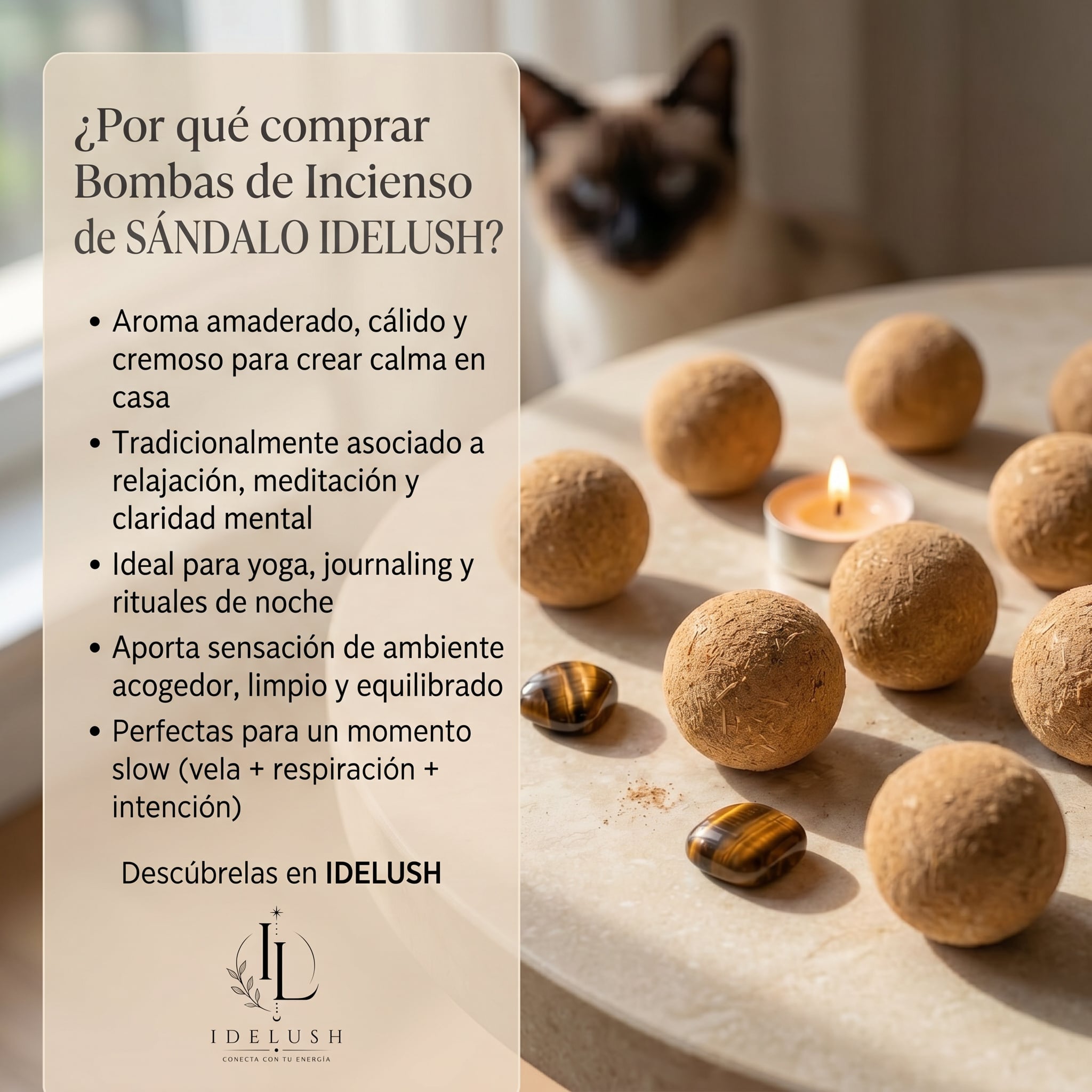Bombas de Incienso de Sándalo Premium · Incluye Quemador
