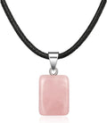 Collar Cubo de Mineral Natural con Cuerda Negra | 5 Variedades (Cuarzo Rosa, Amatista, Ópalo, Turquesa, Ojo de Tigre)