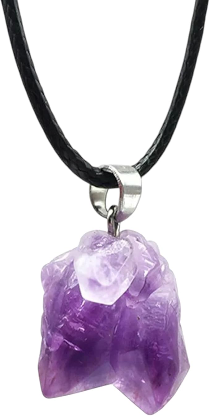 Collar de Amatista Natural en Bruto – Piedra Energética con Cordón Negro Ajustable
