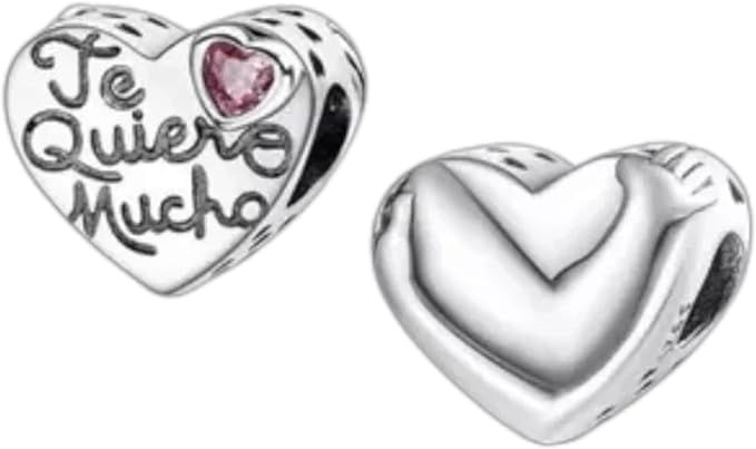 Charm Corazón “Te Quiero Mucho” en Plata de Ley 925 con Circonita Rosa