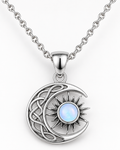 Collar Luna y Sol de Acero Inoxidable IDELUSH · Colgante con Ópalo