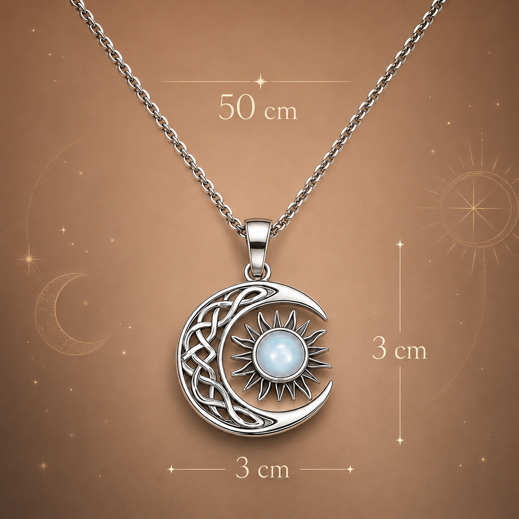 Collar Luna y Sol de Acero Inoxidable IDELUSH · Colgante con Ópalo