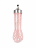Colgante de cuarzo rosa natural en forma de puño | Plata 925