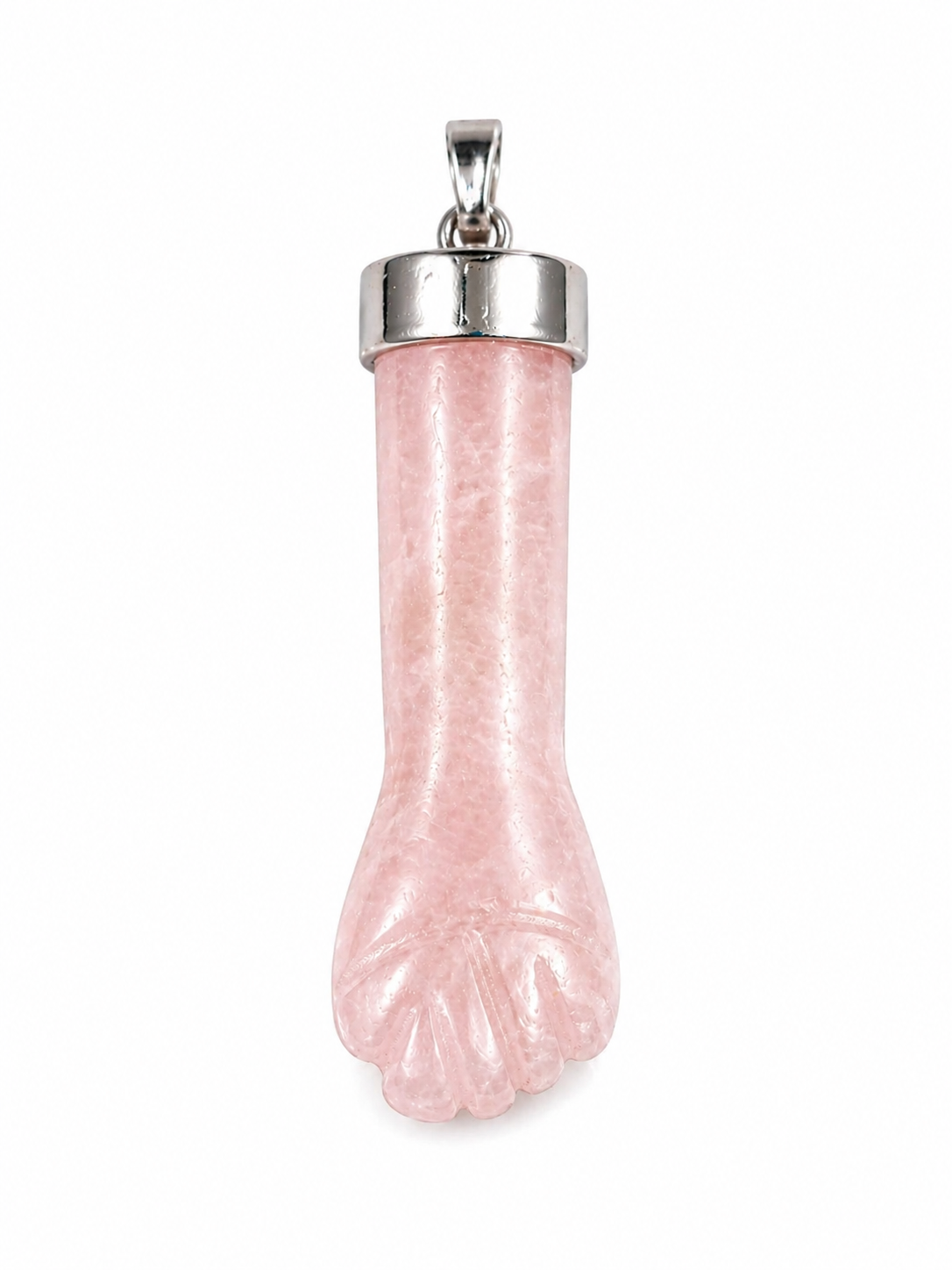 Colgante de cuarzo rosa natural en forma de puño | Plata 925