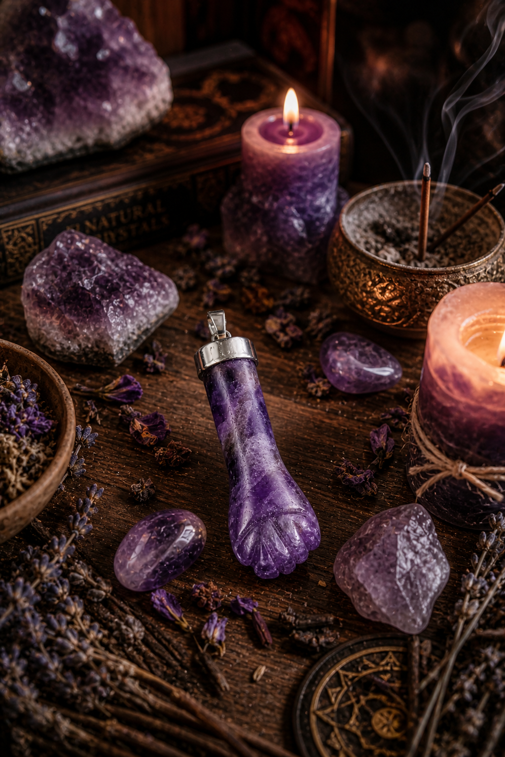 Colgante de amatista natural en forma de puño | Plata 925