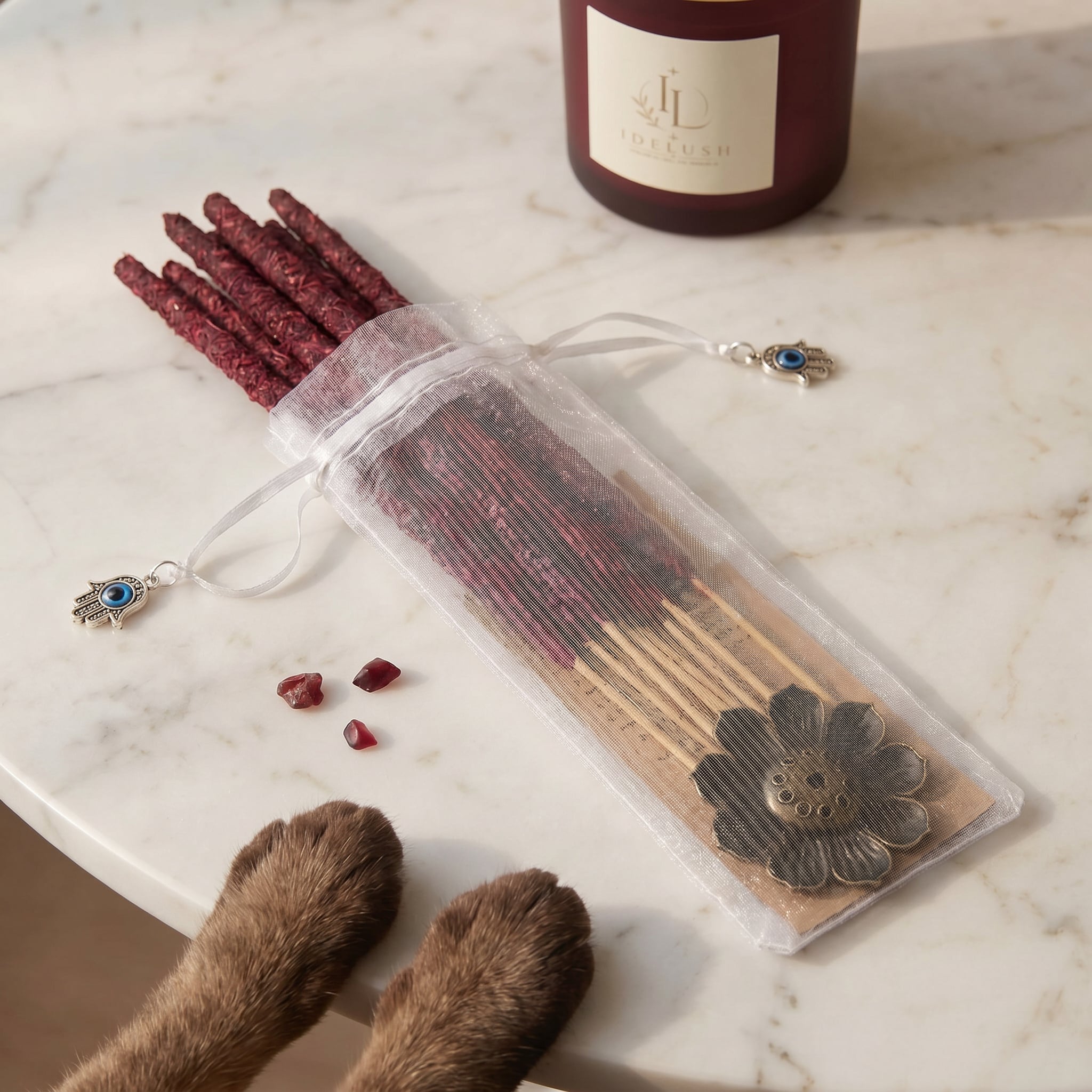 Varillas de Incienso Artesanal Sangre de Dragón IDELUSH · Pack Ritual con Quemador