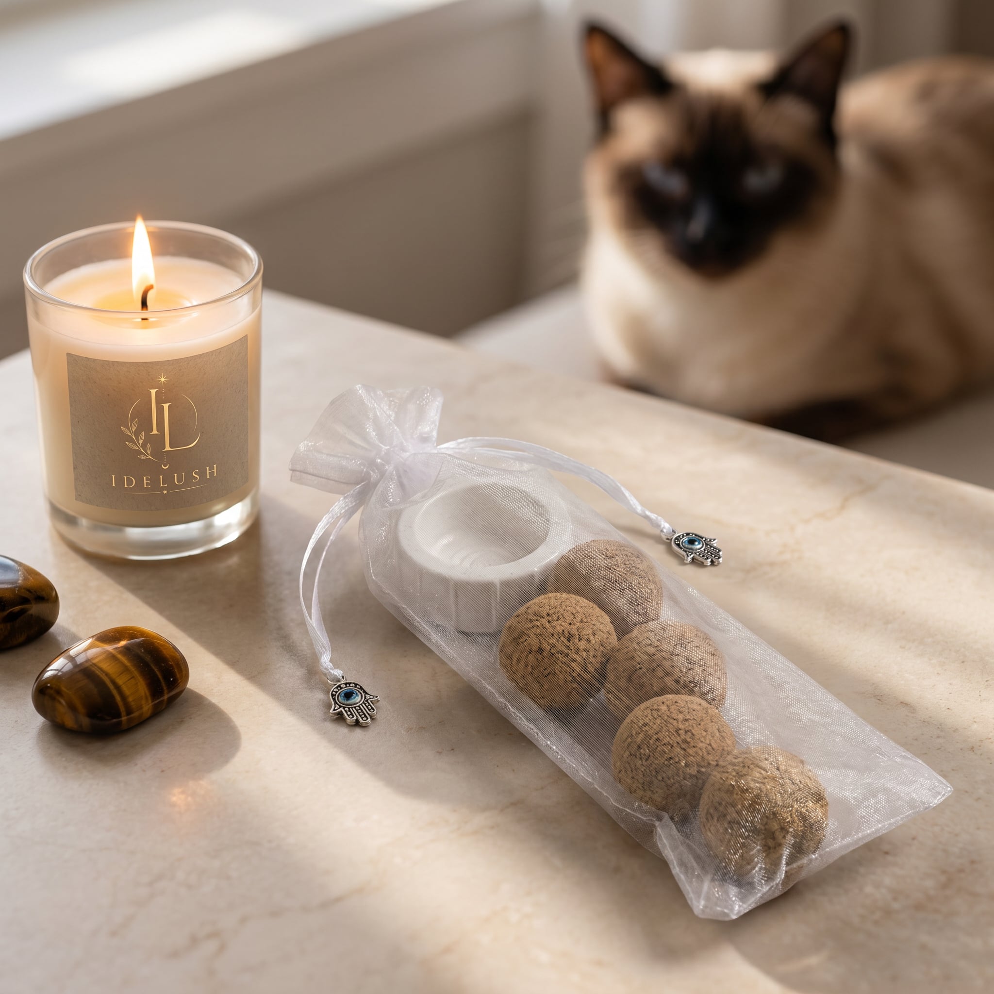 Bombas de Incienso de Canela Natural con Quemador Incluido