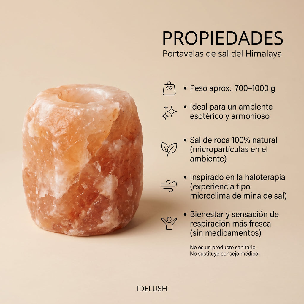 Portavelas de Sal del Himalaya Natural Premium (700–1000 g)