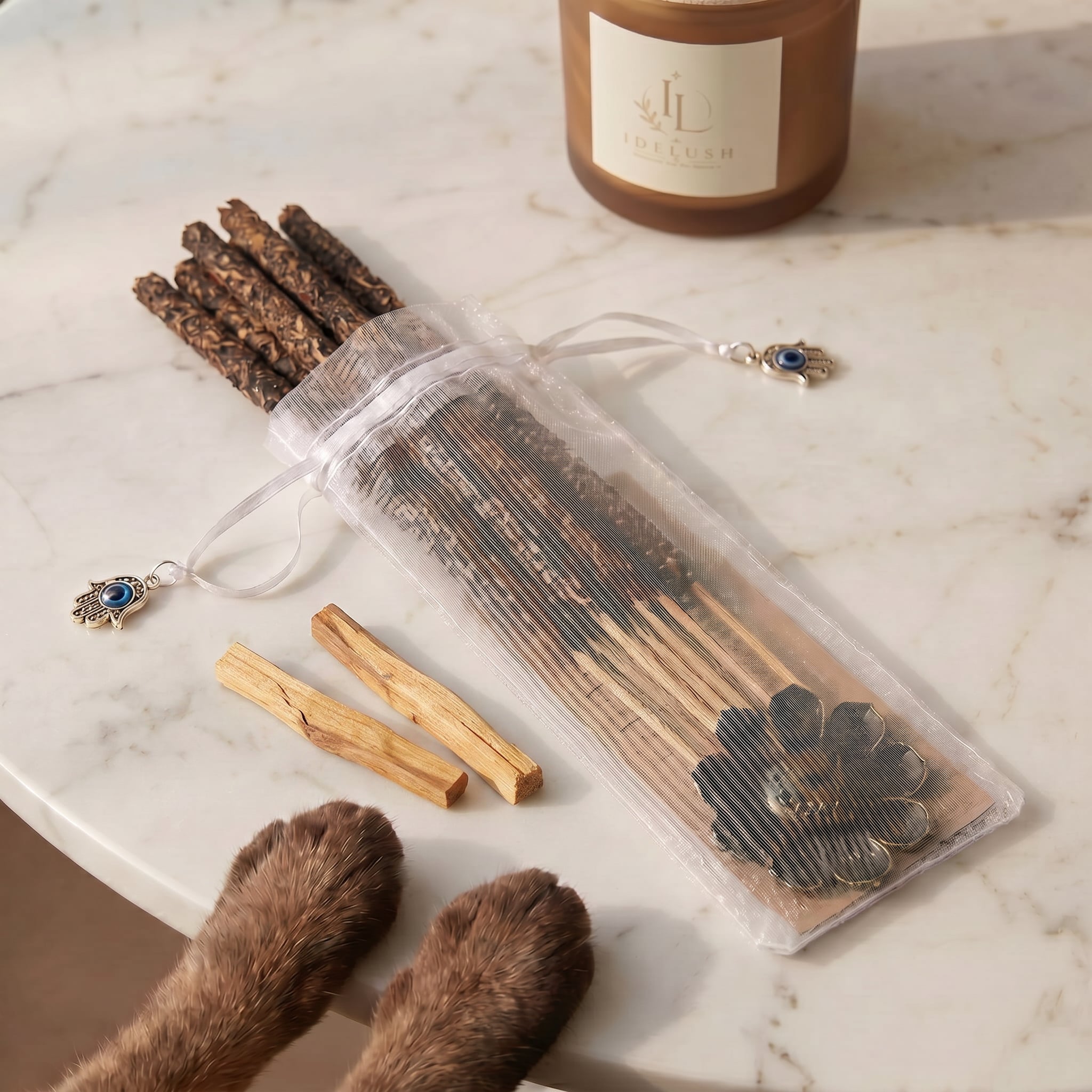 Varillas de Palo Santo Natural IDELUSH · Pack Ritual Artesanal con Quemador