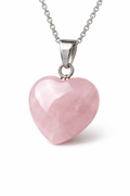 collar corazon cuarzo rosa natural acero inoxidable hipoalergénico