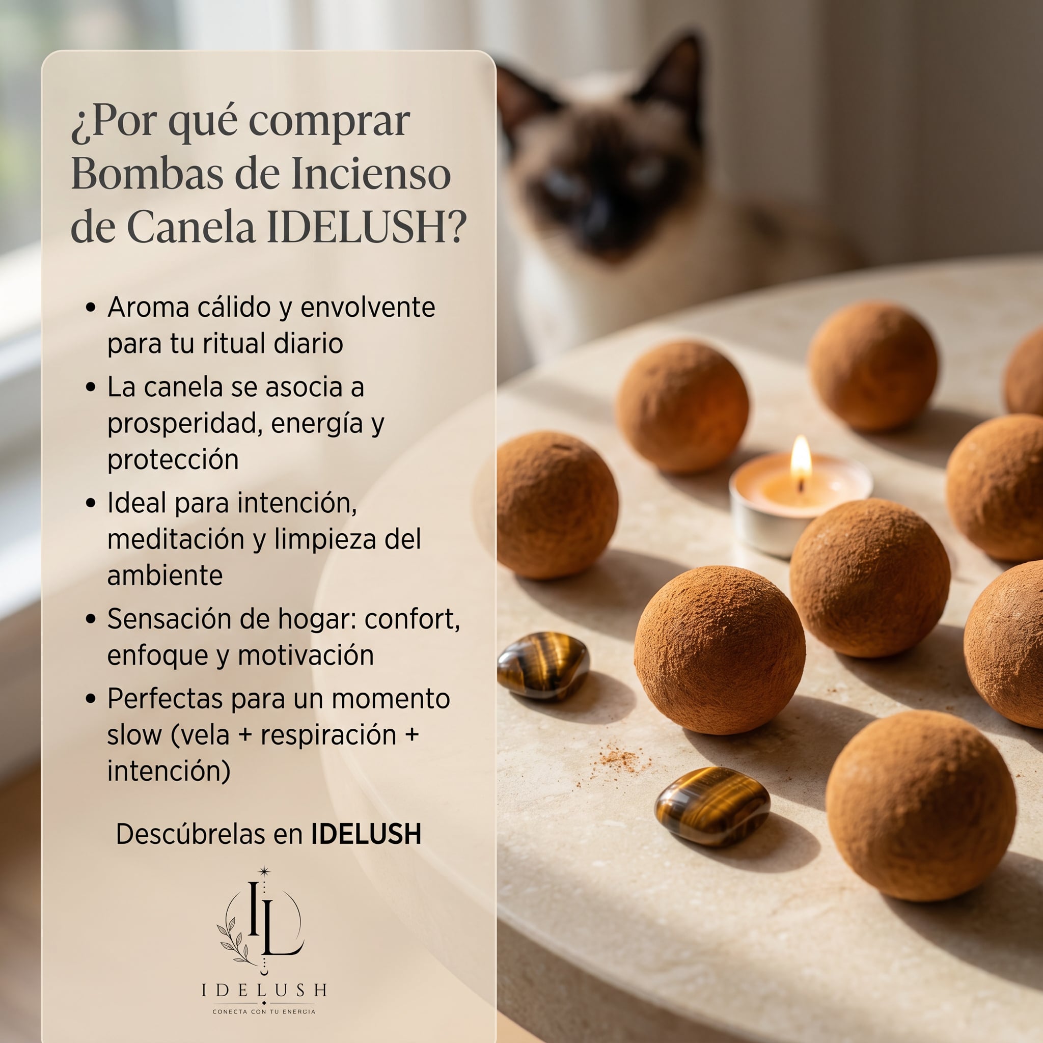 Bombas de Incienso de Canela Natural con Quemador Incluido