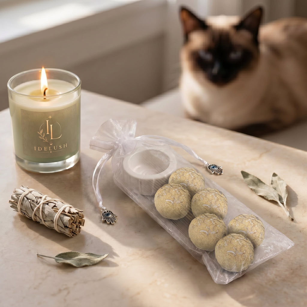 Bombas de Incienso de Salvia Blanca Premium · Incluye Quemador